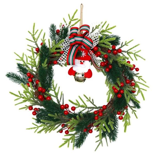 

decorative flowers & wreaths christmas door wreath - santa claus bells pine berry for front wall window fireplace farmhouse home decor