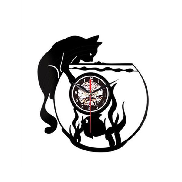 

wall clocks clock record creative - cat and fish