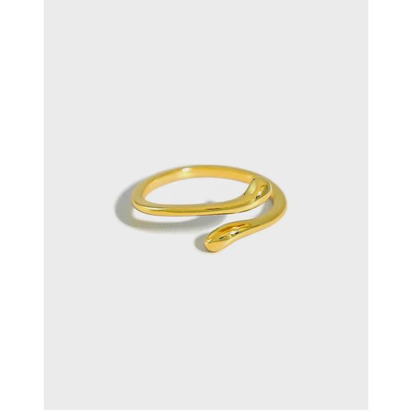 

cluster rings ypay 100% real 925 sterling silver open for women korea ins water drop glossy joint tail ring bague jewelry ymr1155, Golden;silver