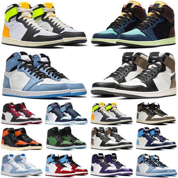 

fashion volt gold 1 1s jumpman mens boots shoes dark mocha obsidian unc hyper roya university blue men women trainers sports sneakers, Black