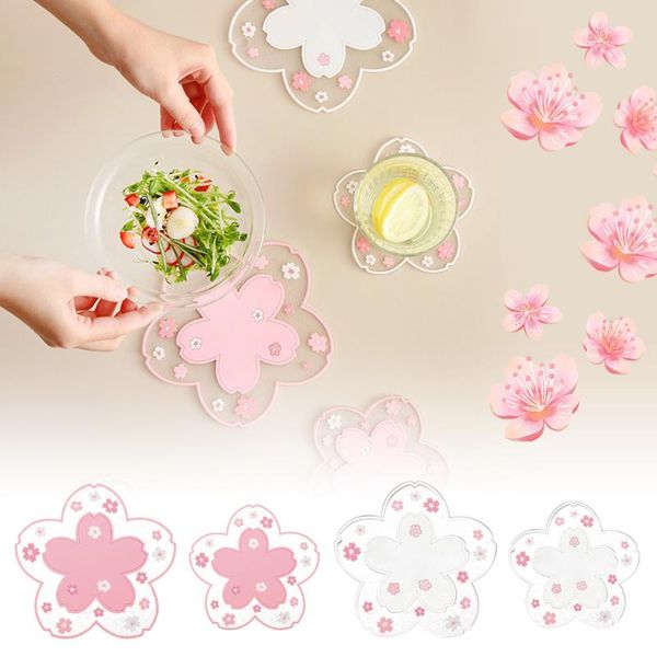 

mats & pads 1pc japan style cherry blossom heat insulation table mat for home office anti-skid tea cup milk mug coffee 2