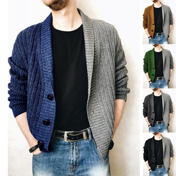 

men's jackets spring and autumn casual knitted jacket fashion two-tone, Black;brown