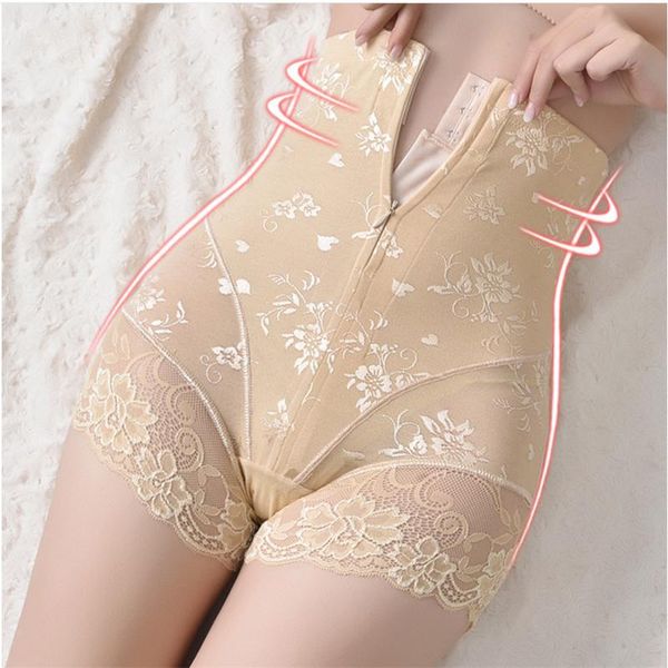 

women's shapers women high waisted body shaper seamless waist trainer shapewear lace tummy control bulifter panty 2021 plus size, Black;white