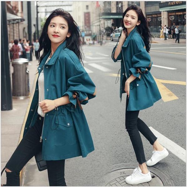 

women's trench coats fashion spring plus size womens windbreakers 2021 long sleeve student coat casual women overcoat tooling 123, Tan;black