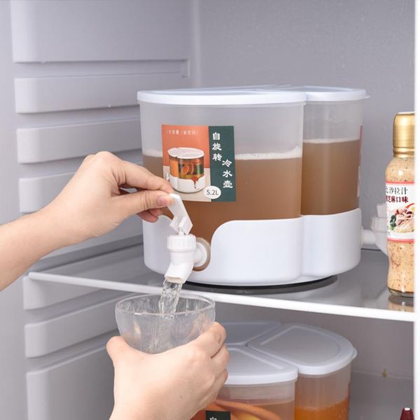 

storage bottles & jars rotating cold water bottle with faucet refrigerator fruit teapot bucket large capacity box kitchen containers