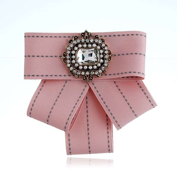 

spring new korean ribbon with bow and diamond brooch accessories, Gray