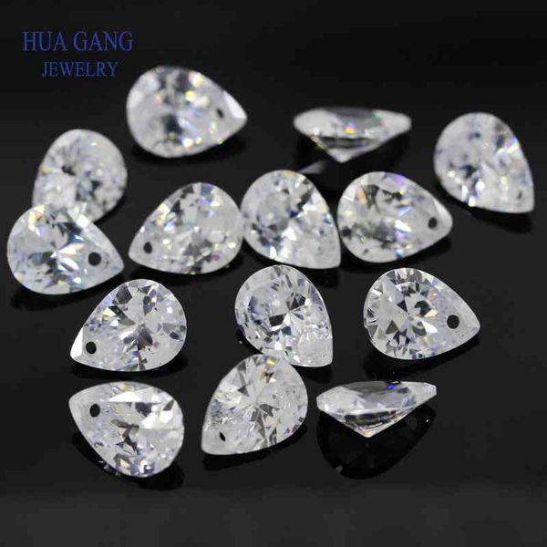 Singolo Foro AAAAA Forma di Pera Bianco Brillante Cubic Zirconia Pietra Per La Produzione di Gioielli 4x6~15x20mm Perline Allentate CZ di alta qualità