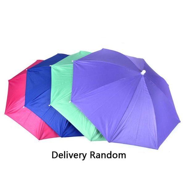 

raincoats fishing elastic headband metal frame hands nylon umbrella hat blue