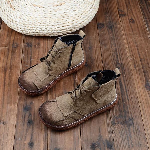 

boots mori girl literary retro british wind thick-sole big head doll shoes handmade comfort women shoe casual short, Black