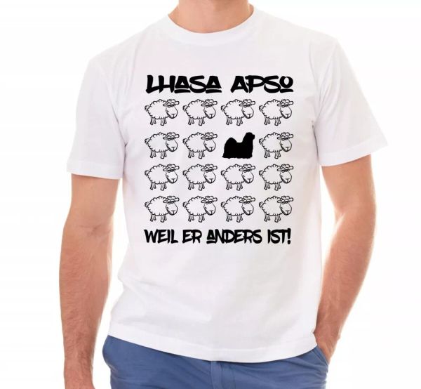 

lhasa apso t-shirt black sheep men dog dog motif, White;black
