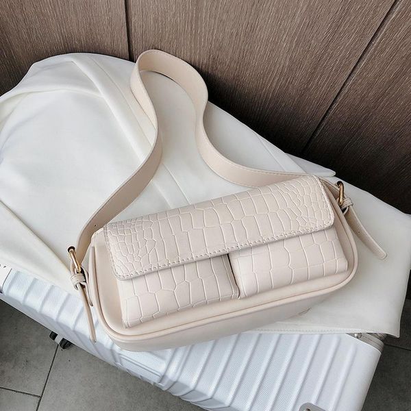 

evening bags 2021 small pu leather shoulder bag for women simple solid color underarm female armpit travel lady fashion purses