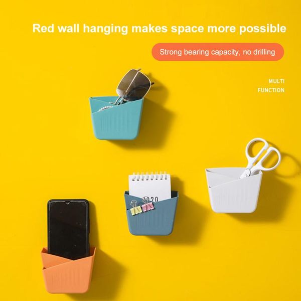 

hooks & rails punch-opbergdoos storage box wall mounted remote controller mobile phone bathroom shelf