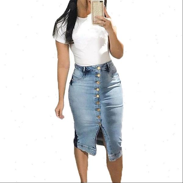 

women skirts vintage denim midi skirt high waist fashion jeans jupe jean femme summer clothes black gray blue
