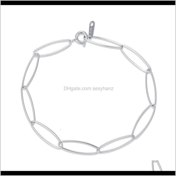 

link, chain bracelets jewelry drop delivery 2021 link chaofumao 925 sterling sier simple ins small crowd red geometric oval bracelet clasp x, Black