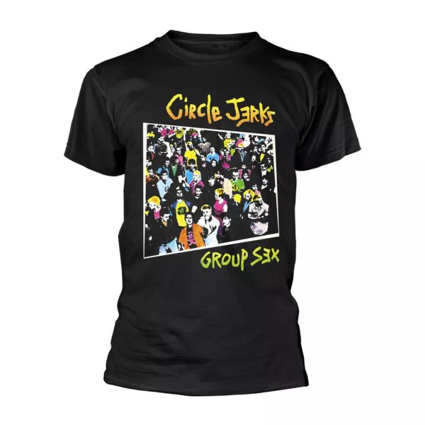 

black circle jerks group official t-shirt men unisex, White;black