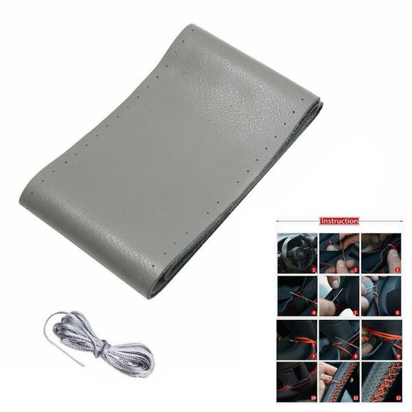 

gray cover steering wheel needles and thread 38cm decoration practical covers