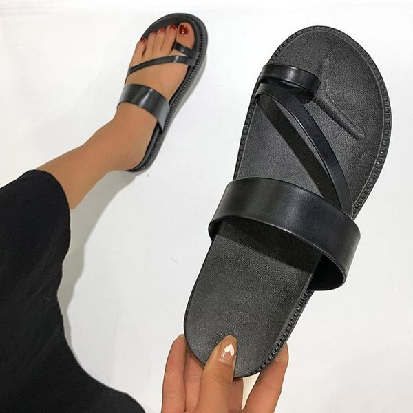 

flat thick bottom beach slippers women's sandals 2021 summer cool casual wedge flip flops female low heel, Black
