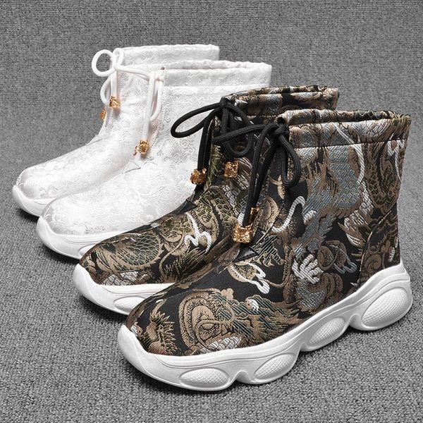 

boots couple de style chinois bottes montantes 2021 automne et hiver nouvelles chaussures hanfu pour hommes femmes, Black