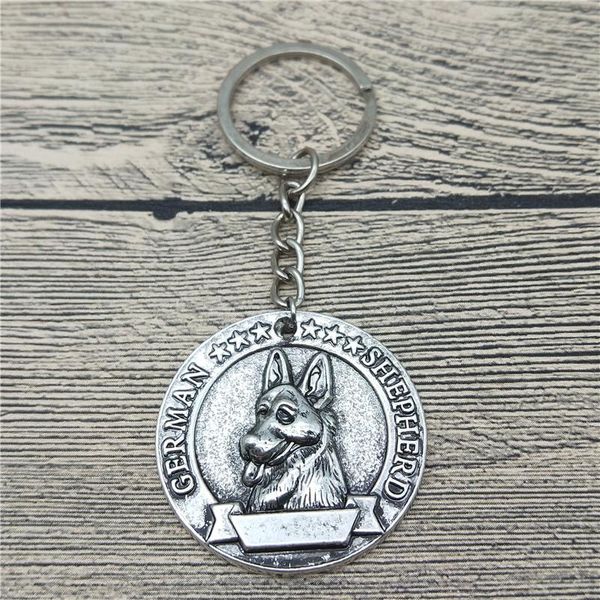 

keychains trendy retro german shepherd key chains fashion pet dog jewellery car keychain bag keyring for women men, Silver