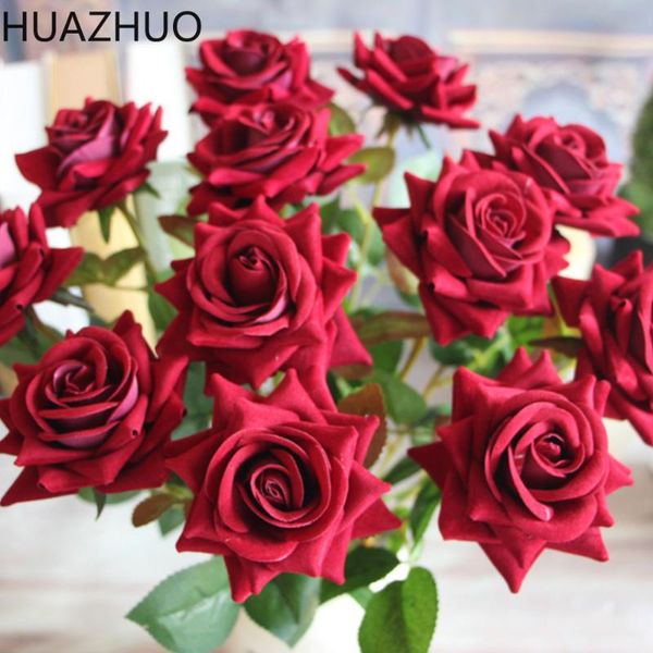 

1pc artificial rose flowers 6 colors home decorative fake for wedding valentine's day supplies garden decoration & wreaths