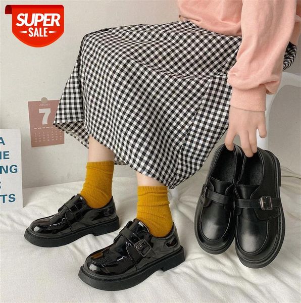 

british small leather shoes women's ins wild one-step retro single casual flat trend #sy45