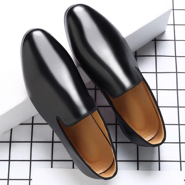 

dress shoes yomior fashion men vintage autumn formal real leather flats designer wedding loafers black