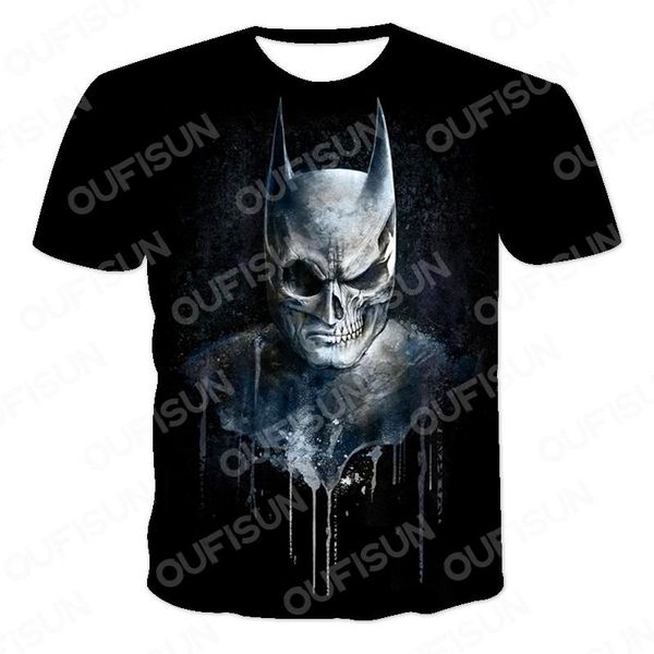 

men's t-shirts summer selling classic skull men and women o-neck street short sleeve oversized t-shirt fashion hip hop clown, White;black