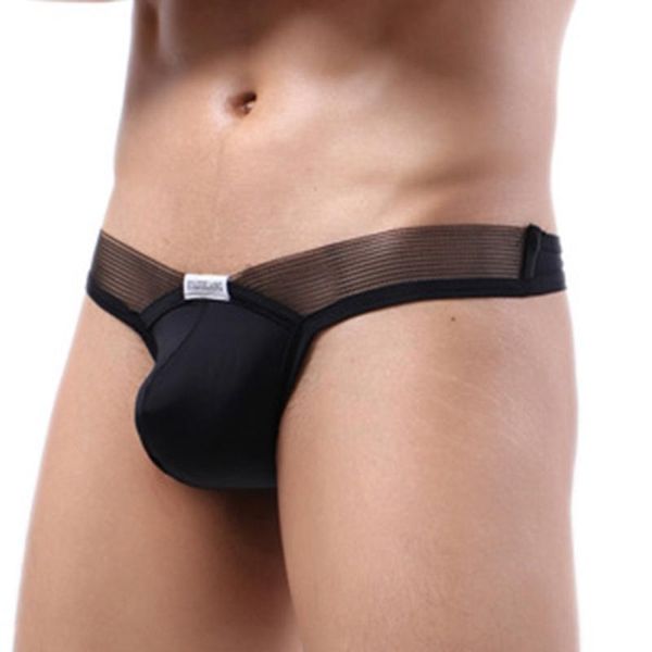 

underpants men underwear briefs bulge u pouch panties ice silk low-waist ultra-thin knicker male shorts cueca tanga lingerie, Black;white