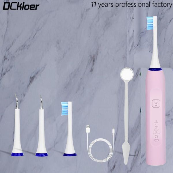 

electric toothbrush scaler 2 in 1 dental vibrition sonic remove calculus smoke stain tartar clean whiten teeth replaceable head smart