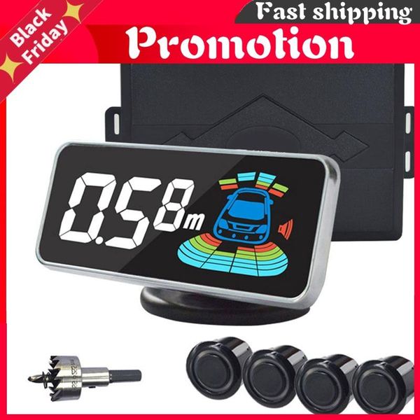 

car rear view cameras& parking sensors sensor electromagnetic 8 probes front motion backlight electronics auto detector kit voice buzzer