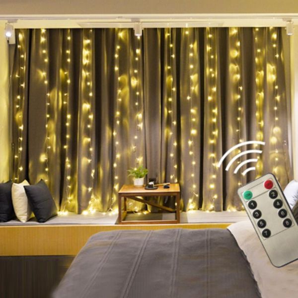 

strings 2/3/6m remote led curtain fairy lights string christmas decoration wedding window living room for year