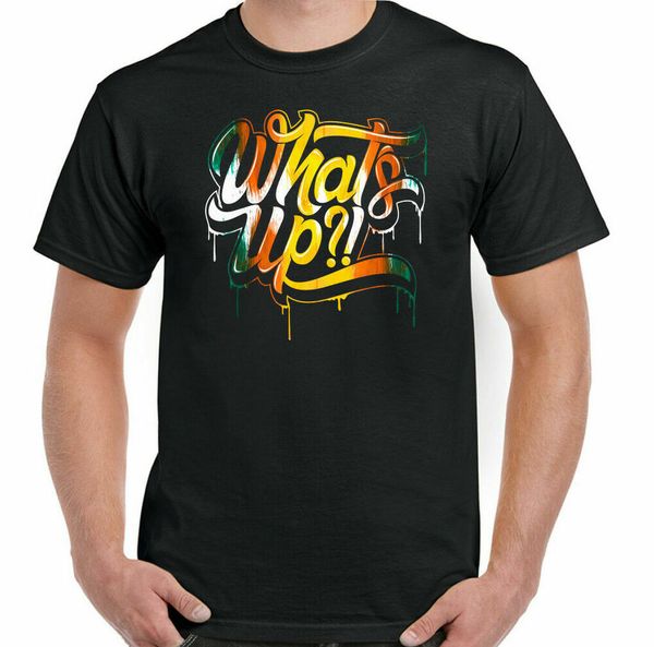 

what's up mens funny t-shirt tee top, White;black