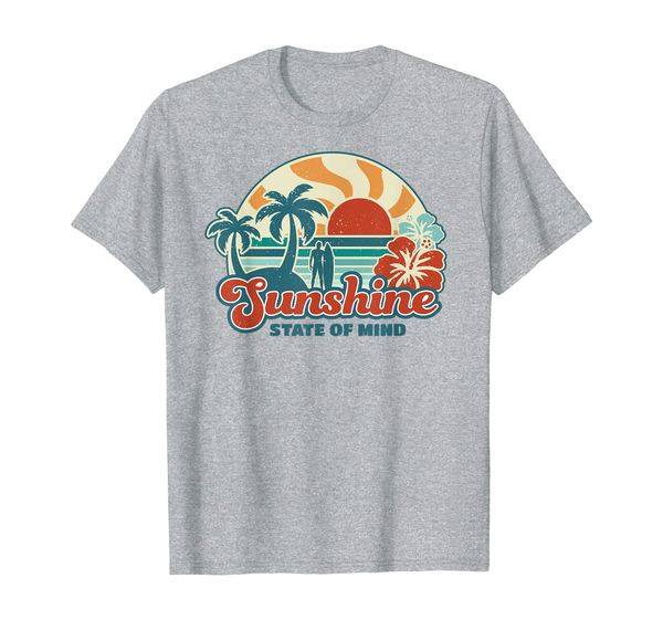 

sunshine state of mind florida retro 60s summer t-shirt, White;black
