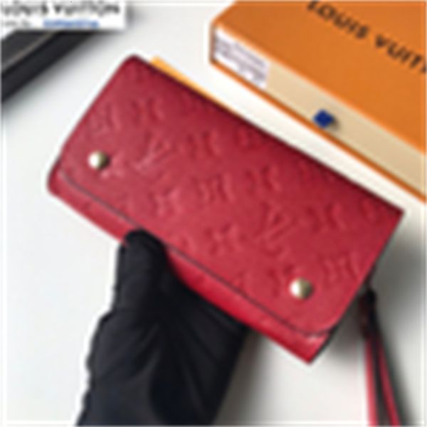 

women key brand long chain designer holders luxury real leather m58080-1 wallets embossed wallet pouches snap card wallet phone red cases pu, Red;black