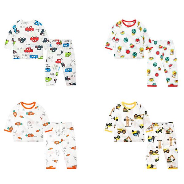 

pajamas girls boys set for autumn long sleeve printed and pants 2pcs sets children homewear, Blue;red