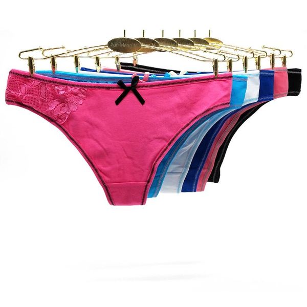 

women's panties 5 pcs/lot ladies g-string lingerie low waist cotton thongs underwear female underpants  l xl 87322, Black;pink