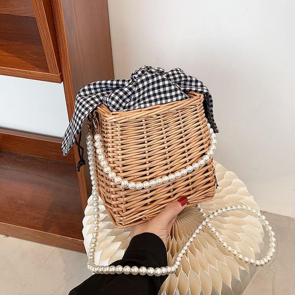 

evening bags woven straw women messenger crossbody girls small beach handbag 2021 females totes fashion shoulder