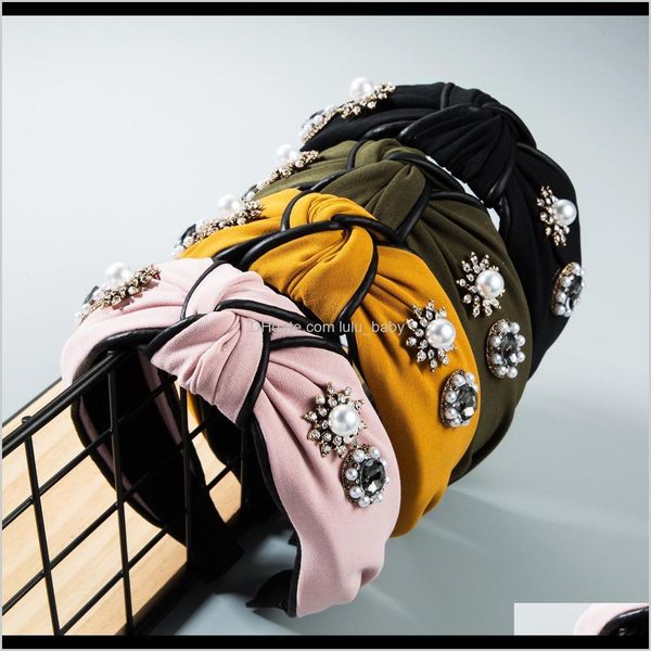 

headbands jewelry drop delivery 2021 cloth rhinestone pearl wide edge hair band knot wash face headband dgluz, Silver