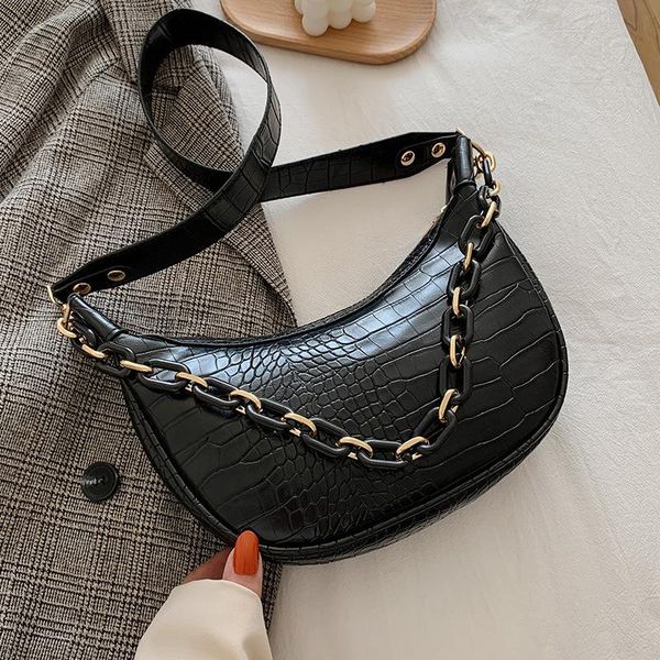 

evening bags luxuy brand pu leather shoulder chain handbags for women 2021 designer crocodile pattern crossbody bag purse and