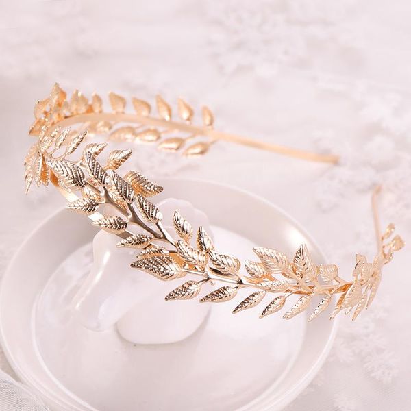 

hair clips & barrettes lady golden crystal leaf style band wedding accessory for anniversary party banquet lb, Golden;silver