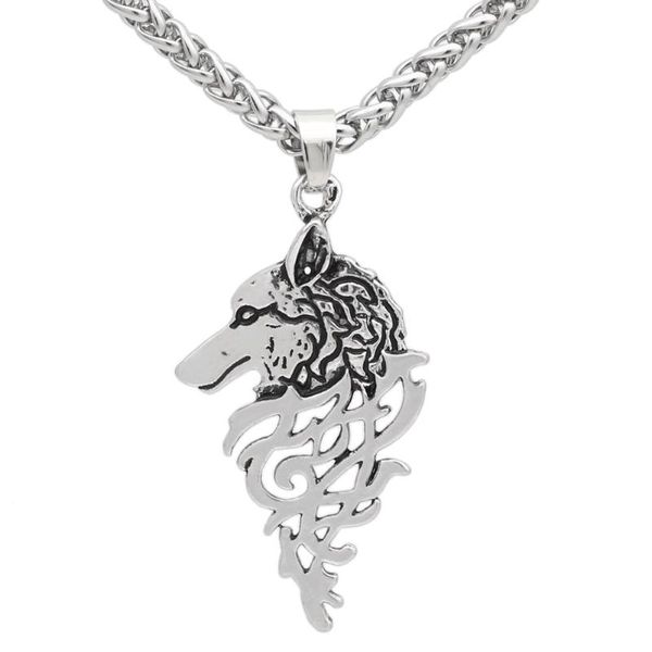 

men norse viking odin's wolf pendant necklace necklaces, Silver