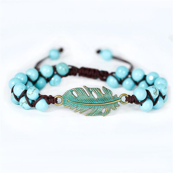 

leaf charm bracelet african japser string braided bracelets yoga friendship lover boho jewelry drop, Golden;silver