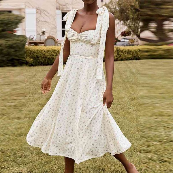 

summer floral print split long dress bow-tie strap sleeveless backless party elegant women beach holiday wear sundress 210603, Black;gray
