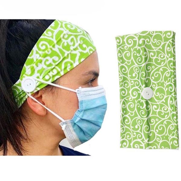 

sweatband women men printed headband with buttons outdoor sports knitted wide elastic head strap, Yellow;black