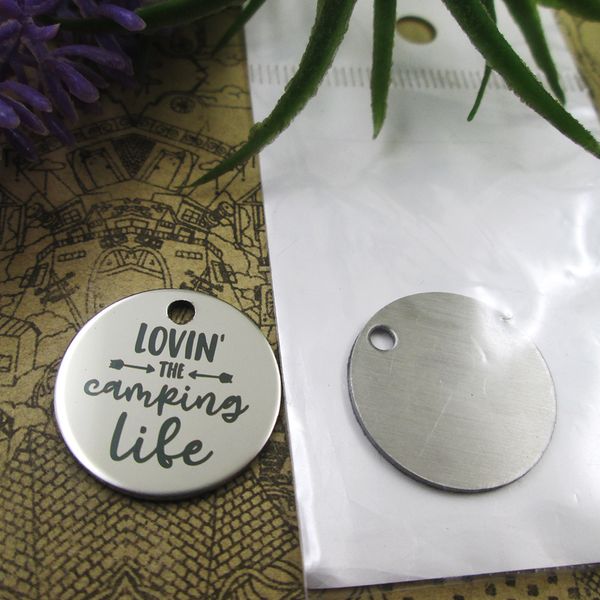 

40pcs--stainless steel charms"lovin the camping life" more style choosing diy pendants fo necklace, Bronze;silver