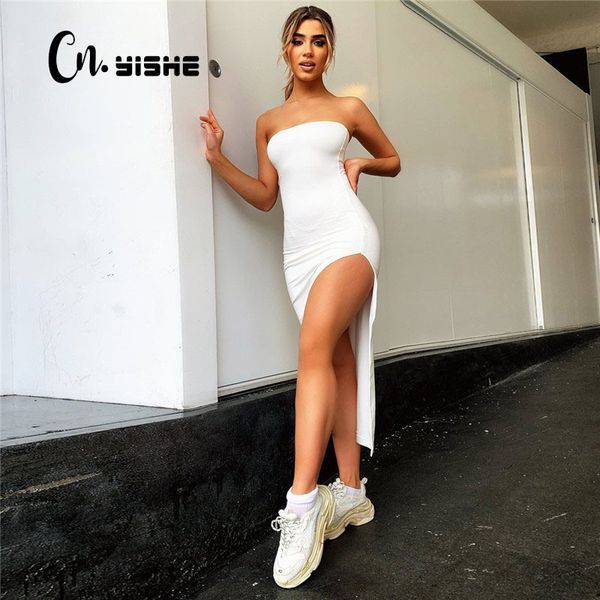 

cnyishe autumn strapless bodycon off shoulder party club dress women dresses fashion solid black red cute slim dress robes 210419, Black;gray