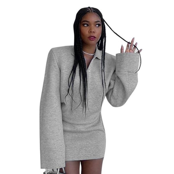 

casual dresses simple pure color zipper long sleeve skinny mini dress tight club party lady fashion, Black;gray