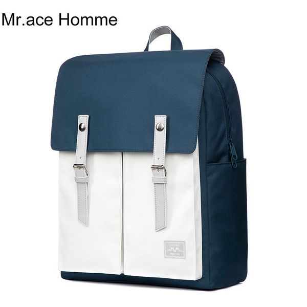 

backpack blue and white lapwomen fashion school for girl waterproof college bag men travel bagback boy anti-theft
