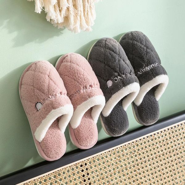 

slippers women warm autumn winter home shoes couple pregnant woman thick bottom man big boys girls, Black