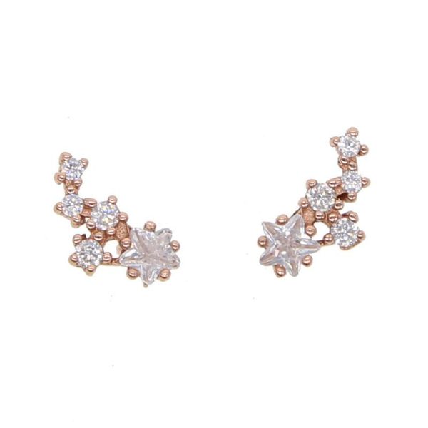 

fine 925 sterling silver shiny crystal star mini cubic zircon stud earring for women charm fashion wedding gift, Golden;silver
